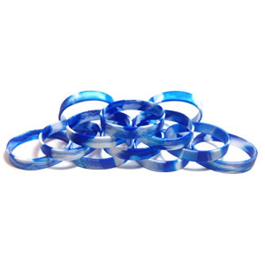 1 Dozen Multi-Pack Blue & White Swirl Wristbands Bracelets Silicone Rubber - Select from a Variety of Colors (Blue & White Swirl, Adult (8" 202mm))