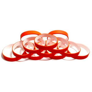 1 Dozen Multi-Pack Orange ColorSpray on White Wristbands Bracelets Silicone Rubber - Select from a Variety of Colors (Orange on White, Adult (8" 202mm