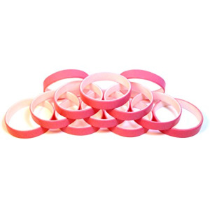 1 Dozen Multi-Pack Pink ColorSpray on White Wristbands Bracelets Silicone Rubber - Select from a Variety of Colors (Pink on White, Adult (8" 202mm))