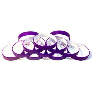 1 Dozen Multi-Pack Purple ColorSpray on White Wristbands Bracelets Silicone Rubber - Select from a Variety of Colors (Purple on White, Adult (8" 202mm