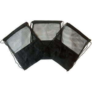3 Pack BLACK MESH Nylon Drawstring Backpacks Sackpack Tote Cinch Gym Bag - Variety of Colors! (Regular, Black Mesh)
