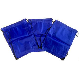 3 Pack BLUE Nylon Drawstring Backpacks Sackpack Tote Cinch Gym Bag - Variety of Colors! (X-Large, Blue)