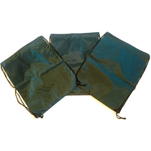 3 Pack HUNTER GREEN Nylon Drawstring Backpacks Sackpack Tote Cinch Gym Bag - Select from a Variety of Colors! (Regular, Hunter Green)