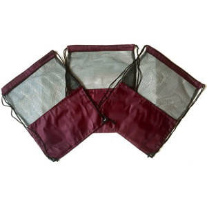 3 Pack MAROON MESH Nylon Drawstring Backpacks Sackpack Tote Cinch Gym Bag - Variety of Colors! (X-Large, Maroon Mesh)