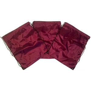 3 Pack Nylon MAROON Drawstring Backpacks Sackpack Tote Cinch Gym Bag - Variety of Colors! (X-Large, Maroon)