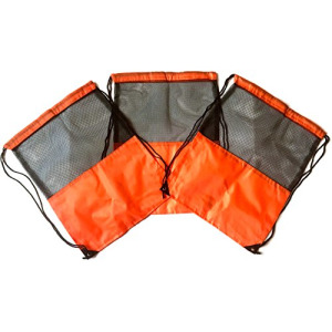 3 Pack ORANGE MESH Nylon Drawstring Backpacks Sackpack Tote Cinch Gym Bag - Variety of Colors! (Regular, Orange Mesh)