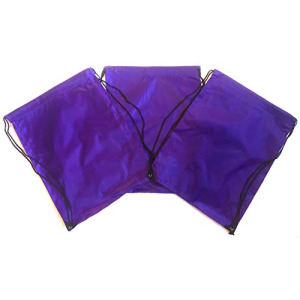 3 Pack PURPLE Nylon Drawstring Backpacks Sackpack Tote Cinch Gym Bag - Variety of Colors! (X-Large, Purple)