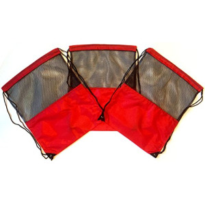 3 Pack RED MESH Nylon Drawstring Backpacks Sackpack Tote Cinch Gym Bag - Variety of Colors! (Regular, Red Mesh)