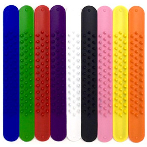 9 SPIKY Silicone Slap Bracelets - Rainbow of Colors - Soft & Safe for Kids Boys & Girls Party Favors - Durable - ADHD Sensory Toys