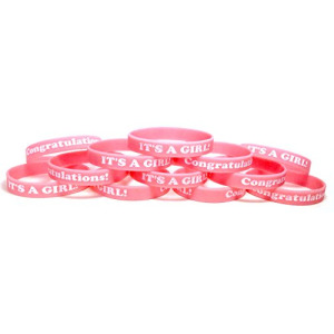IT'S A GIRL! Wristbands Baby Shower Party Favors Bracelets (IT'S A GIRL! Adult (8" 202mm))